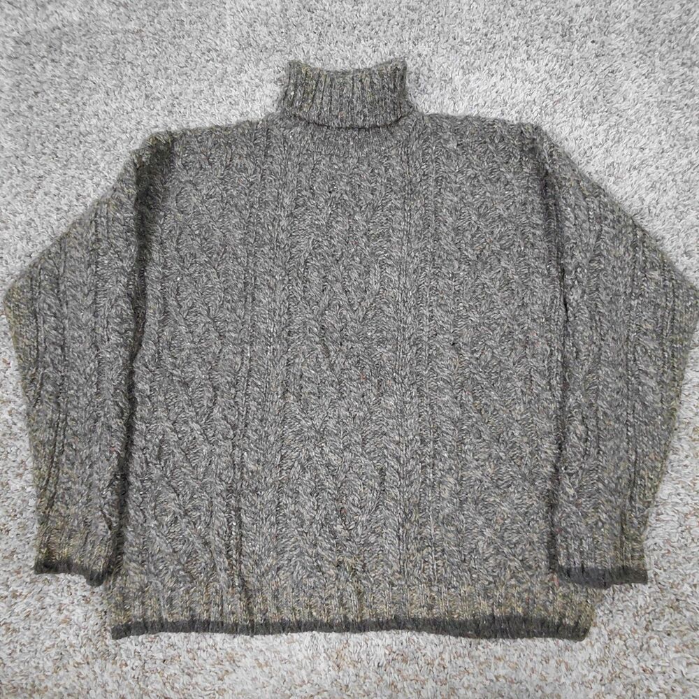 Vintage Abercrombie & Fitch Chunky Knit Shetland Wool Turtleneck Sweater Mens M